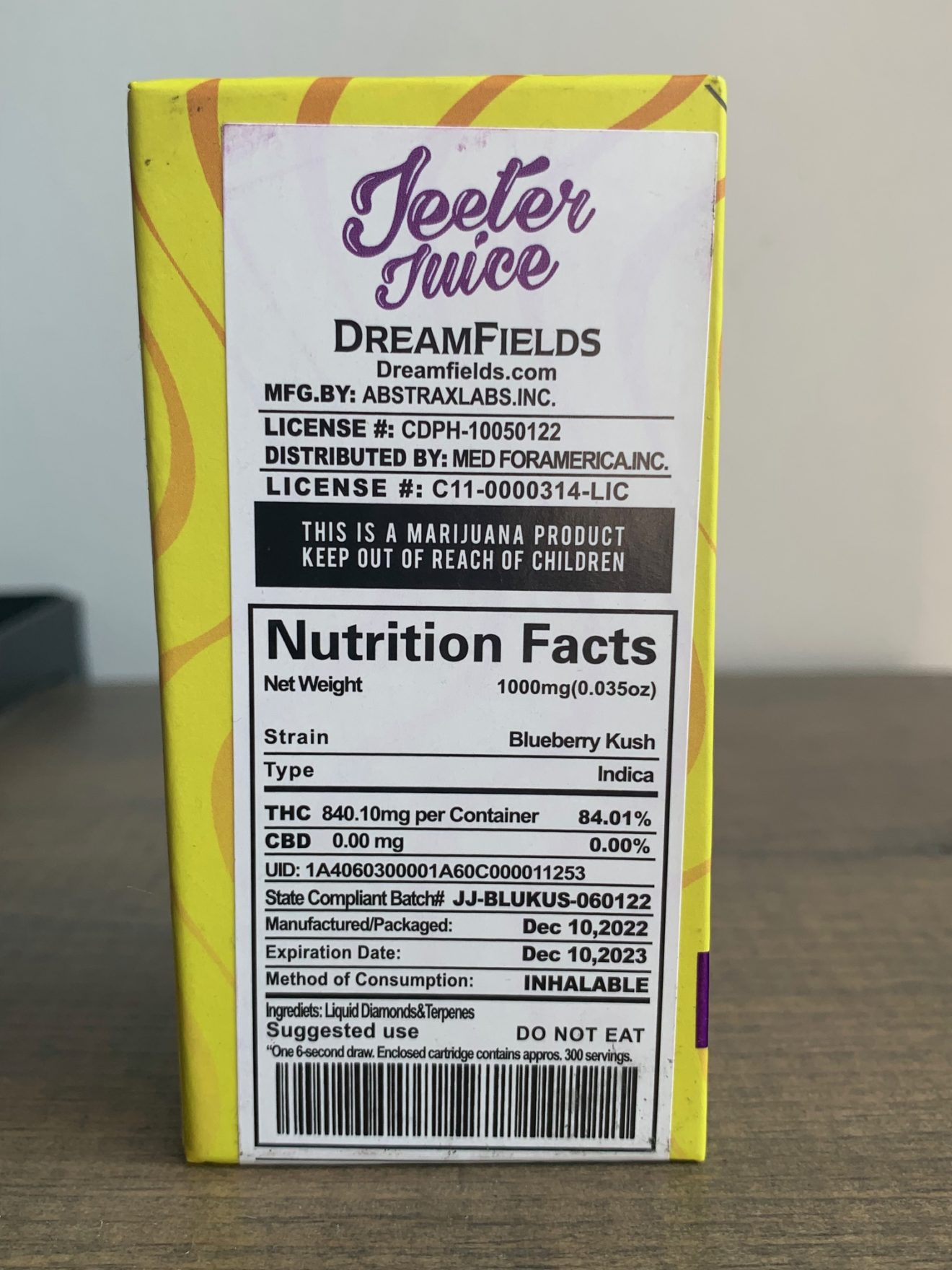 Jeeter Juice “Blueberry Kush” Liquid Diamonds Cart (Indica) HOTBOX