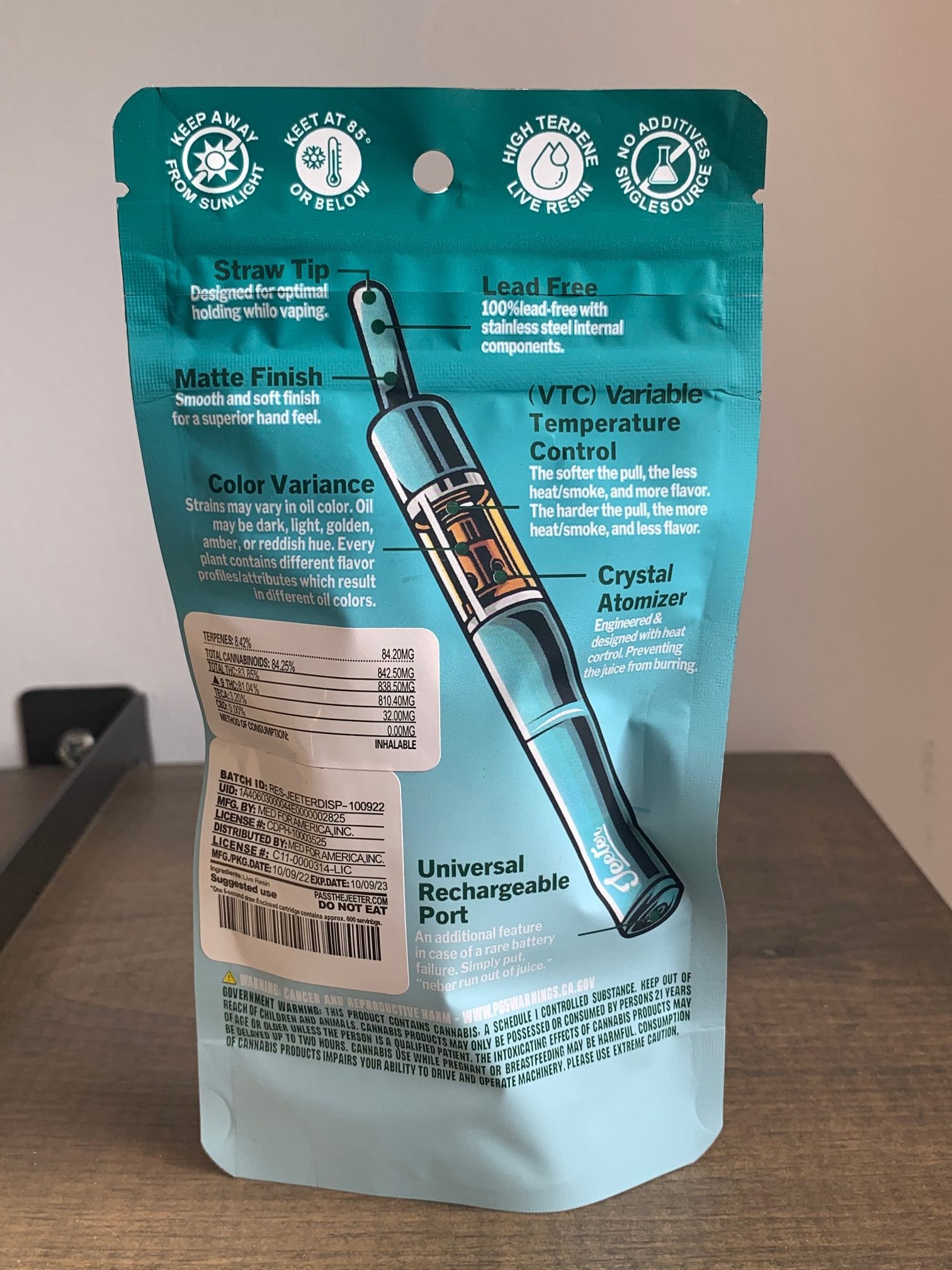 1g Live Resin Disposable Vape with Straw Tip- KUSH MINTZ by Jeeter