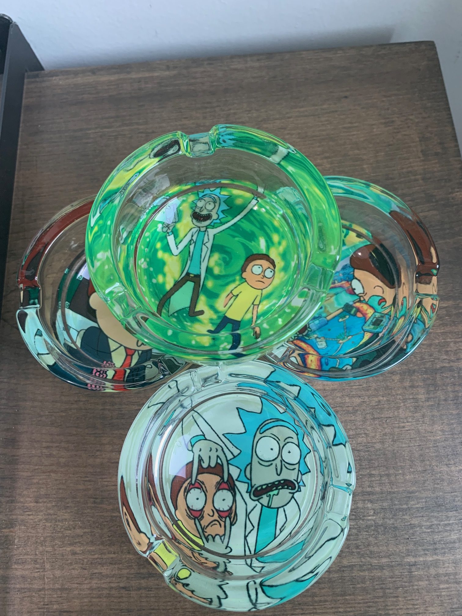 3.25 x 2.15 Rick & Morty Rectangle Glass Ashtrays