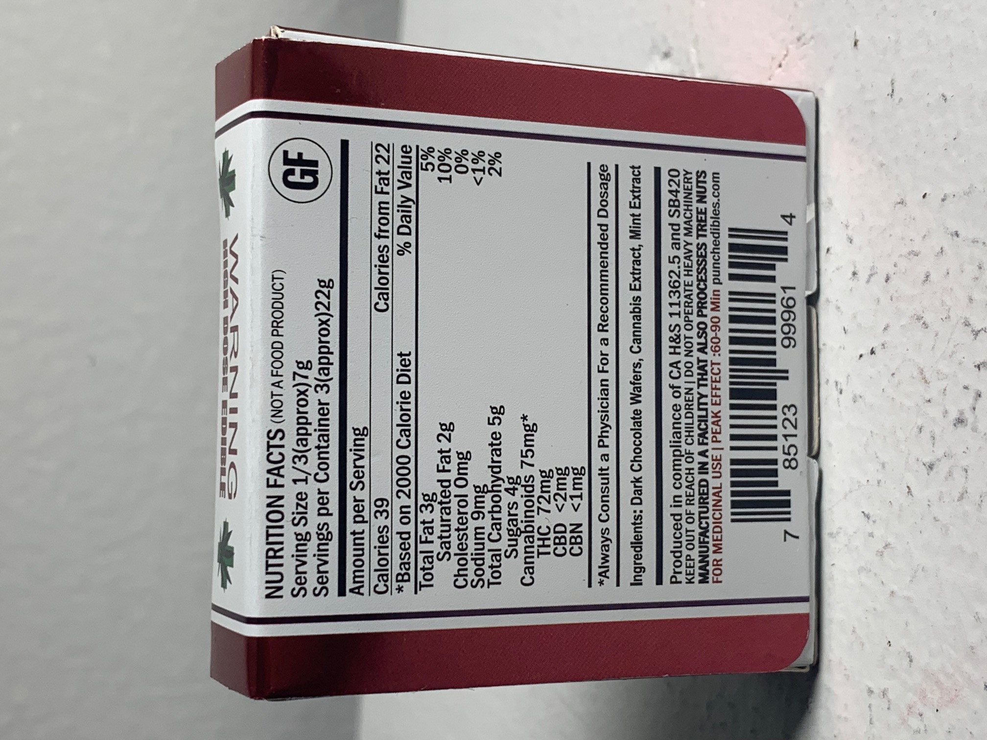 Punch Bar Dark Chocolate Almond 225MG HOTBOX