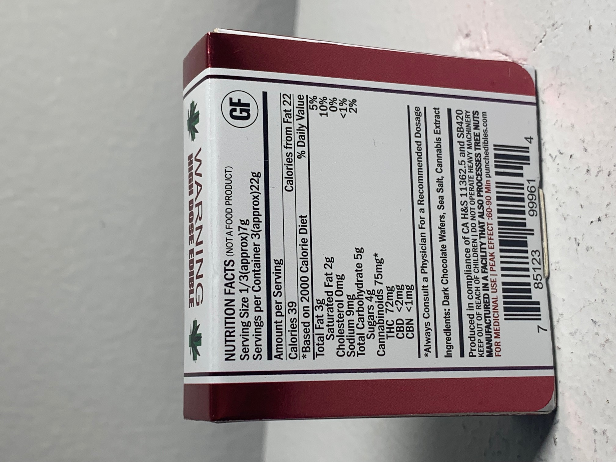 Punch Bar Dark Chocolate Sea Salt 225MG HOTBOX