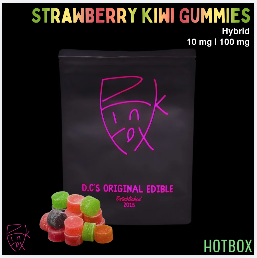 Straw-Kiwi Gummies (10 mg) by Pink Fox (Hybrid)